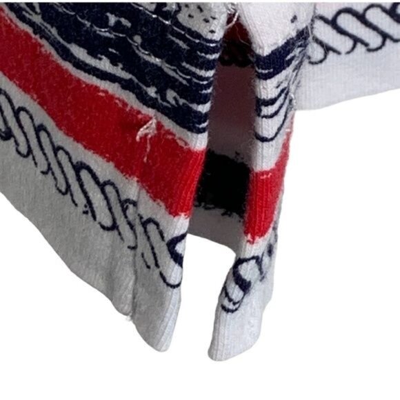 Chicos Weekends Zip Jacket Medium Red Yellow Stripe Knit Casual - Picture 5 of 12